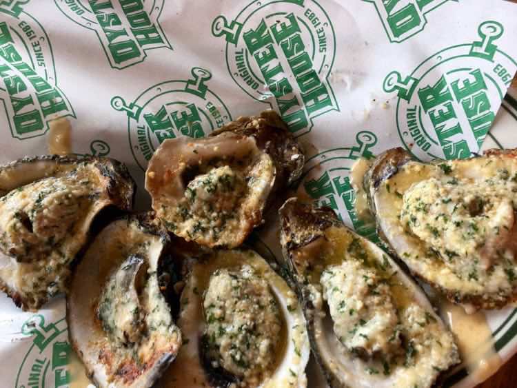fire-grilled oysters at Original Oyster House in Mobile AL