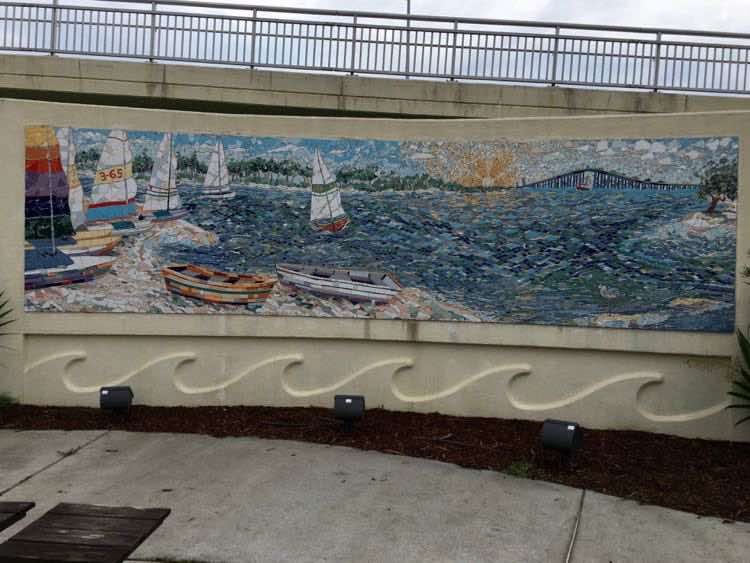 Biloxi Bay Bridge mosaic art by Elizabeth Veglia